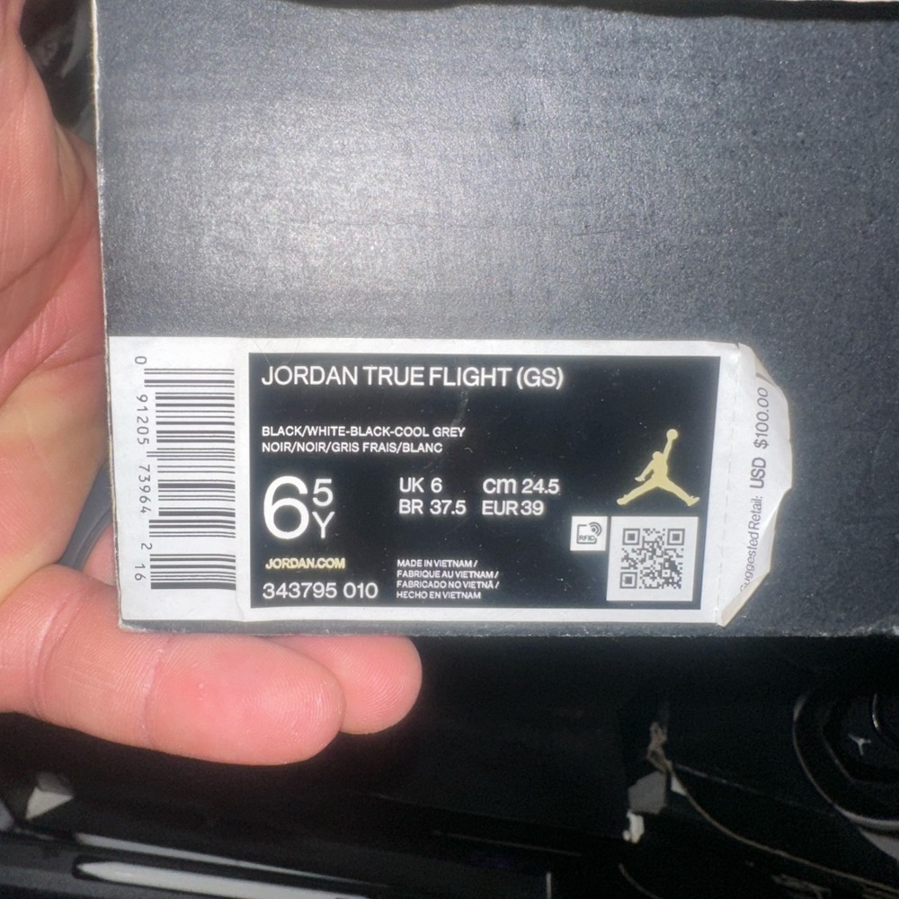 Jordan True Flight (GS) Black and Gray Sneakers